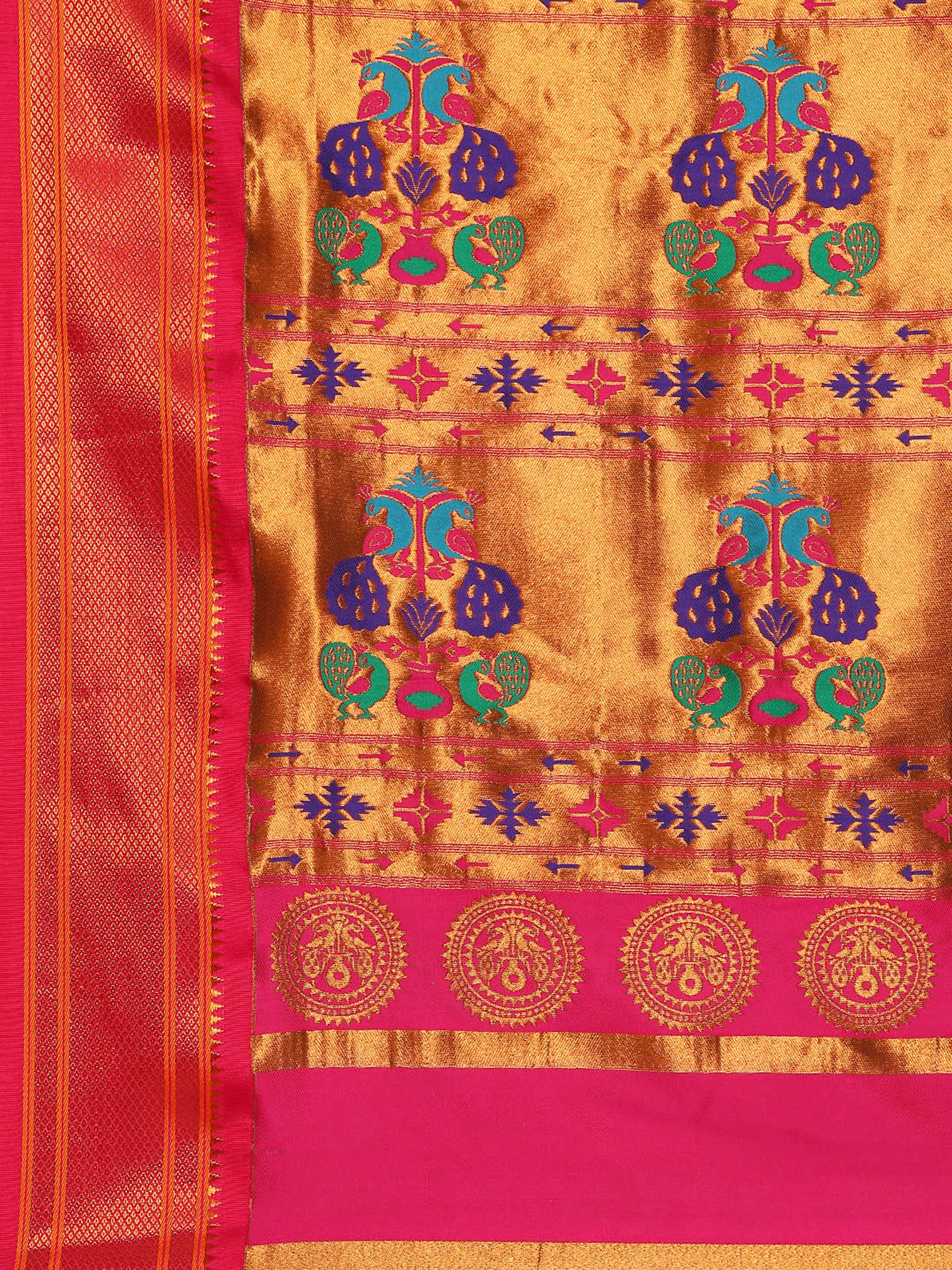 Maharani Nauvari Paithani Saree Silk Blend | 9 Yard Kashta Saree | Wedding Wear