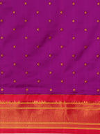 Border detail of Maharani Nauvari Paithani saree silk blend 9 yard Kashta saree in purple and pink with zari kath design