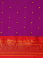 Border detail of Maharani Nauvari Paithani saree silk blend 9 yard Kashta saree in purple and red with zari kath design