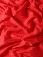 Fabric detail of Maharani Nauvari Paithani saree soft silk 9 yard Kashta saree in red and rama with soft silk texture