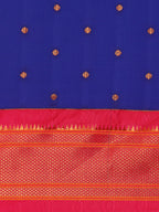 Border detail of Maharani Nauvari Paithani saree silk blend 9 yard Kashta saree in royal blue and pink with zari kath design