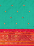 Border detail of Maharani Nauvari Paithani saree silk blend 9 yard Kashta saree in sea green and pink with zari kath design
