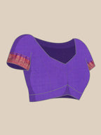 Maharani paithani saree silk blend in firozi and violet with small peacock meena butti - matching blouse piece view for wedding wear