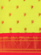 Maharani paithani saree soft silk in popati and pink with small peacock meena butti - body fabric detail showing motif design for wedding wear