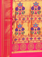 Maharani paithani saree silk blend in purple and pink with big peacock meena butti - pallu detail showing woven motif design for party wear